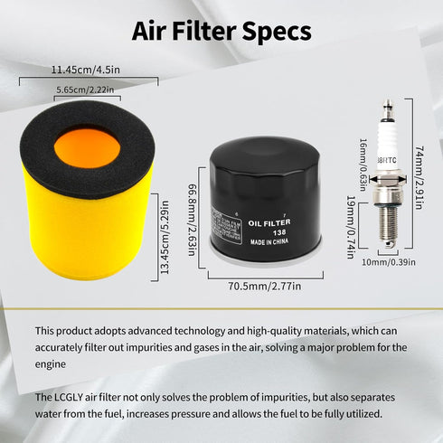 Air Filter 13780-03G00 13780-07G00 & Oil filter & Spark plug For Suzuki LTA400 Eiger 400 2x4 /4x4 Auto 2003-2007/KingQuad 400 ASi 2013-2018/LTA400...