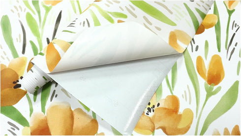 HAOKHOME 93392-1 Spring Floral Wallpaper Peel & Stick Wall Paper with White/Green/Earth Tone Flower Contact Paper for Bedroom 17.7in x 9.8ft...