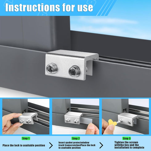 Sliding Window Locks (2 Pack), Window Locks for Up and Down Windows and Horizontal Windows, Window Security Bars, Adjustable Aluminum Window Stopp...