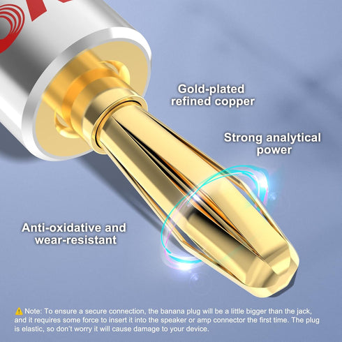 VCELINK Speaker Banana Plugs 6 Pairs/12 Pcs, 24K Gold Plated Dual-Screw Type Speaker Connector for Speaker Wire, Home Theater, Wall Plate, Audio/V...