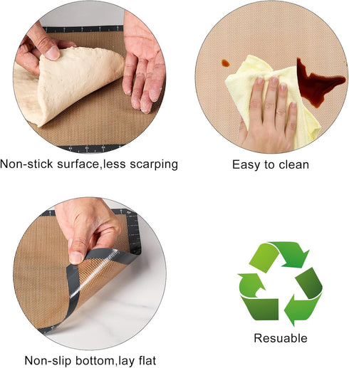 Sourdough Bread Baking Supplies Silicone Baking Mat/Silicone Bread Sling with Long Handle,Food Safe Silicone Mats for Baking,Non-Stick & Easy Clea...