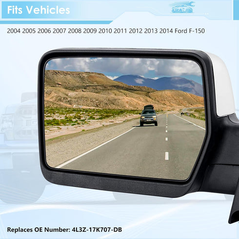 Driver Side Heated Mirror Glass Compatible with 2004-2014 Ford F150 Exterior Side View Convex Mirror, Replace# 4L3Z-17K707-DB (Left)...
