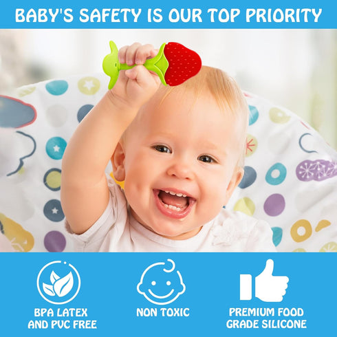 Teething Toys (5 Pack) - Tinabless Infant Teething Keys Set, BPA-Free, Natural Organic Freezer Safe for Infants and Toddlers, Silicone Baby Teethe...