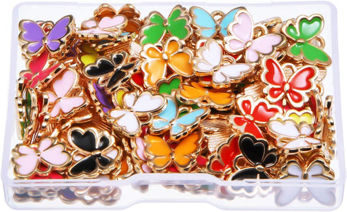 Hicarer 100 Pieces Colorful Butterfly Charms for Jewelry Making Butterfly Pendant Jewelry Butterfly Charm Alloy Butterfly Jewelry for Necklace Bra...