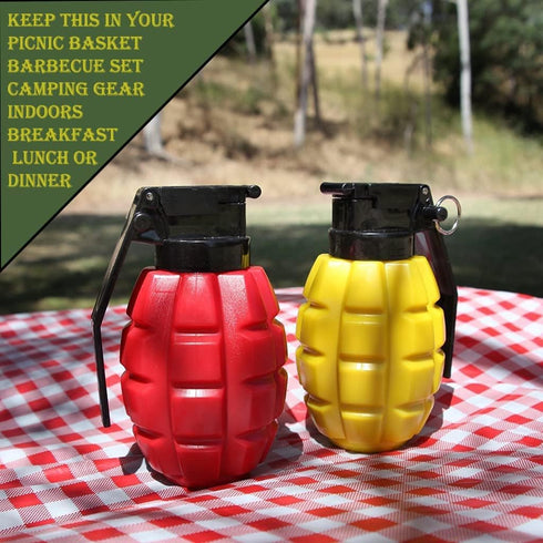 Caliber Gourmet Condiment Dispenser Set. Grenade Shape for BBQ Grill, Camping & Picnics, Ketchup Mustard Bundle Set, Red & Yellow, Home & Kitchen,...