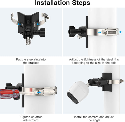 Universal Pole Mounting Bracket for Arlo Pro 2/Arlo Pro 3/4/Arlo Ultra/Arlo Essential/Wyze Cam Outdoor/eufyCam 2, Outdoor Wall Mount - Stable Mult...
