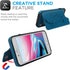 Compatible with iPhone 7 & 8 (4.7 inch) Flip Case, Blue Synthetic Leather Butterfly Embossed Kickstand Card Holder Wallet Case with Credit Card Sl...