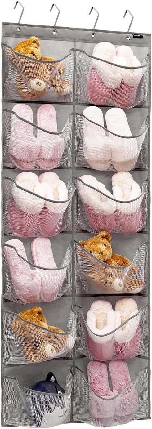 Extra Large Mesh Pockets Shoe Organizer Hanging Shoe Rack for Bedroom Shoe Storage Bathroom Shoe Holder (12 Large Pockets)...
