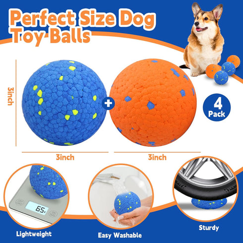 Dog Toy Balls Indestructible Dog Tennis Ball for Aggressive Chewers, 3 Inch Durable Teething Chew Toys Water Toy Interactive Outdoor Fetch Balls f...