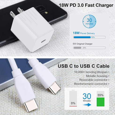 Pixel 8a Fast Charger for Google Pixel 8 Pro 7a 7 Pro 6a 6 Pro 6 5 4 3 2 Pixel 4XL 3XL 2XL, 20W PD Wall Power Adapter 6ft Type C Fast Charging Cab...