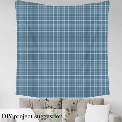 Blue Tartan Fabric by The Yard, Scottish Plaid Upholstery Fabric, Geometric Check Grid Lattice Stripe Decorative Fabric, Cross Line Indoor Outdoor...