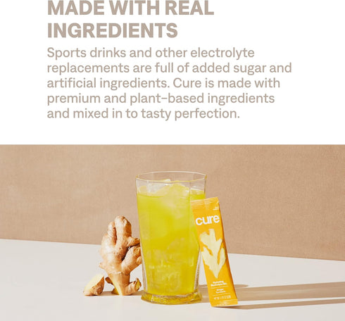 Cure Hydration | Plant-Based Electrolyte Drink Mix | No Added Sugar | Dehydration Relief Powder Made with Coconut Water | Non-GMO | Vegan | Pouch ...