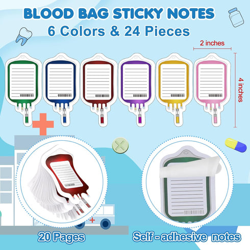 48 Pieces Fun Nurse Pens Set 12 Pcs Syringe Pens 12 Pcs Pill Pens 24 Pcs Blood Bag Sticky Notes Retractable Novelty Ballpoint Pen Cute Ballpoint P...