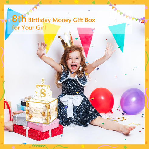 Birthday Money Gift Box with DIY Stickers for Any Ages, Surprise Money Holder for Cash Gift with Pull Out Happy Birthday Card and 100Pcs Bags - A ...