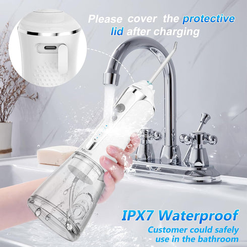 H2ofloss Water Dental Flosser Cordless, 300ML Rechargeable Oral Irrigator for Teeth Cleaning, Portable & IPX7 Waterproof Teeth Cleaner Pick for Br...