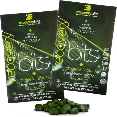 RECOVERYbits Organic Chlorella Algae Tablets, Superfood, Pure Green Algae, High Protein and Fiber, Chlorophyll, Cracked Cell Wall Non-Irradiated, ...