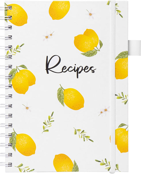 OUTSHINE 6 x9 Lemons Hardcover Recipe Binder, Blank Recipe Binder to Write in Your Own Recipes, Recipe Binder, Recipe Book Blank, Recipe Notebook,...