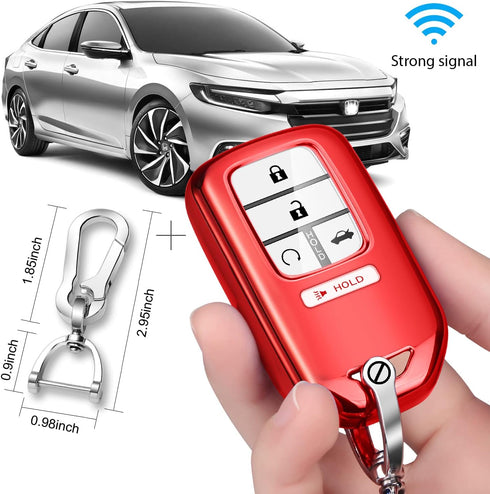 QBUC for Honda Key Fob Cover with Keychain,Soft TPU Full Cover Protection Key Fob Shell Compatible with Honda Accord Civic CRV HRV Pilot Odyssey P...