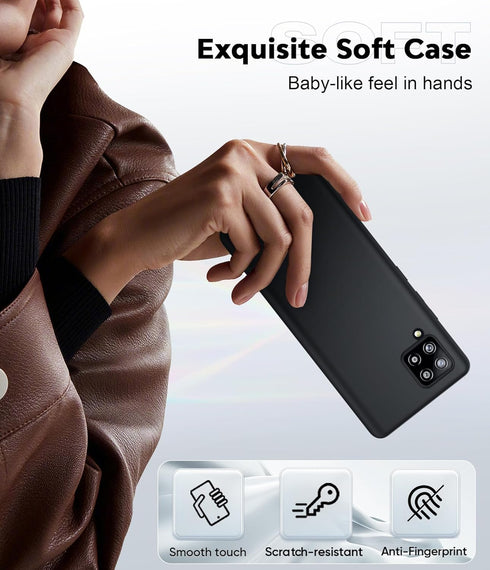 LeYi for Samsung Galaxy A42 5G Phone Case: A42 5G Phone Case with 2 Pack Tempered Glass Screen Protector for Women Men, Liquid Silicone Slim Silky...