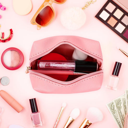 Mini Makeup Bag, PU Leather Small Makeup Bag for Purse, Ladies Cosmetic Bag Zipper Preppy Bag Waterproof Travel Make up Organiser Multifunctional ...