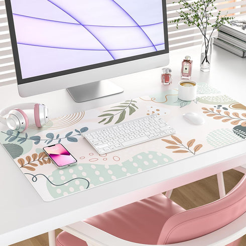 Abstract Boho Large Mouse Pad, Waterproof Green pink Desk Mat, Double Sided Computer Gaming Mouse Pad, XXL Full Desk Mousepad Non Slip Writing Pad...