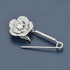 Silver Tone Sparking Micro Pave Layered Petal CZ Rose Flower Cardigan Sweater Safety Pin Brooch...
