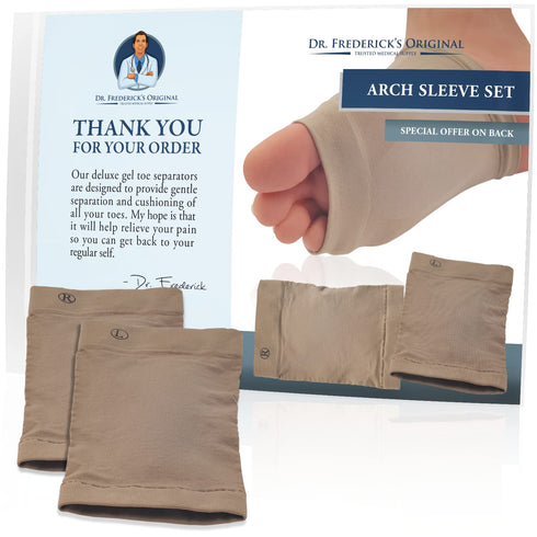 Dr. Frederick's Original Arch Support Sleeve Set - 2 Pieces - Soft Gel Sleeves for Flat Foot Pain - Arch Support - Plantar Fasciitis Pain Relief -...