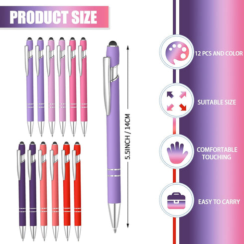 6 Pcs Blue Ink Ballpoint Pen with Stylus Tip 2 in 1 Ballpoint Pen Metal Pens Stylus Pen for Touch Screens Office Coworkers (Multi Pink)...