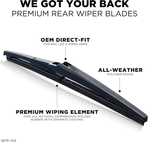 AutoTex 12" Roc Loc 2 Wiper Blade AutoTex Quick Fit Rear...