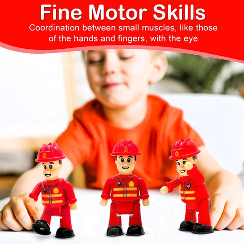 FUNERICA Toy Fireman Action Figures for Kids - Firefighter Figurines Community Helpers Toys - Little People Figures for Firefighter Toys, Fire Tru...