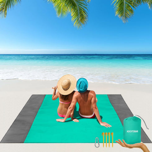 Beach Blanket, 83''*79''(210 * 200cm) Waterproof Sandproof Picnic Blankets for 3-5 Adults, Oversized Lightweight Beach Mat, Big & Compact Picnic M...