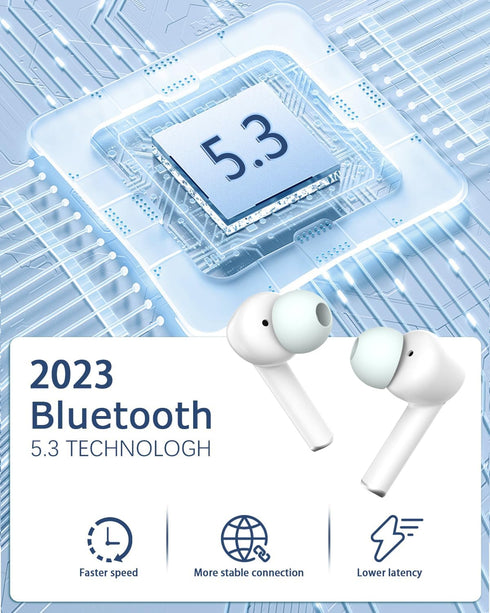 Wireless Earbuds,Bluetooth 5.3 Earbuds Built in 4 ENC Stereo Microphone Bluetooth Headphones 42H Playtime with Charging Case IPX7 Waterproof Mini ...