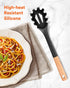 Silicone Pasta Fork, Kitchen Heat Resistant Noodle Spoon Server, BPA Free Spaghetti Strainer,12.8 inch (Black)...