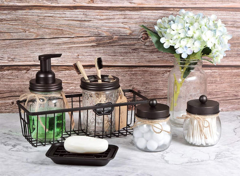 Kitchen and Bathroom Soap Dish Tray - Metal 2-Piece Soap Dish Tray with Drainage Grid and Holder for Kitchen Sink Countertops to Store Soap, Spong...