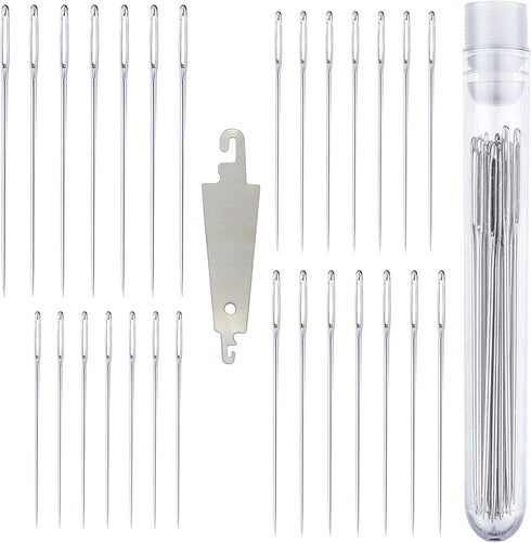 Large Eye Sharp Stitching Needles for Needlework 1.75-2.5 inches - 28 Embroidery Needles for Hand Sewing Variety Sizes in a Handy Storage Tube...