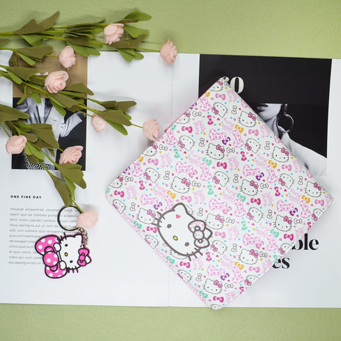Kawaii Kitty Cat Wallet with A Keychain, ID Card Holder Purse Pouch with Buckle, PU Wallet Durable Card Holder Credit Card Holder Money Bag for St...