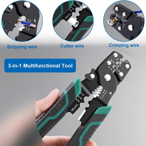 smseace 210PCS Wire Butt connectors with Wire stripper crimping tool22-10AWG Butt Splice Connectors Insulated Electrical Butt connectors Straight ...