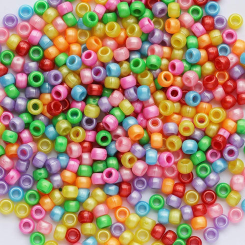 Bright Pearl Color Mixed Pony Beads for Friendship Bracelet Making Size 6x9mm 1000pcs...