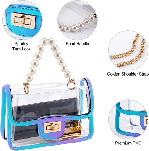 Clear Purse for Women, Fashion Crossbody Clutch Handbag Cute, Small See Through Bag...
