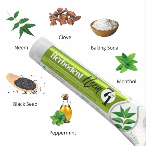 Herbodent® NEEM 7 in 1 Toothpaste-Organic Herbs-Neem, Black Seed & Xylitol for Anti Cavity-Cardamom & Mint for Taste & Freshness-Baking Soda for E...