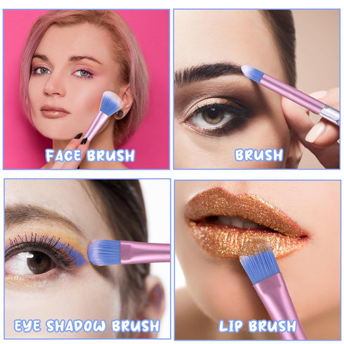 Makeup Brushes Set Crystal Handle, 7 Pcs Clear Crystal Face Powder Eye Shadow Concealer Highlight Make Up Brushes Tool Kit for Girls Teen Gift...