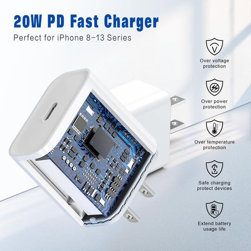 20W Charger P D USB C Wall Fast Charging Adapter with 6FT Type C to Cable......