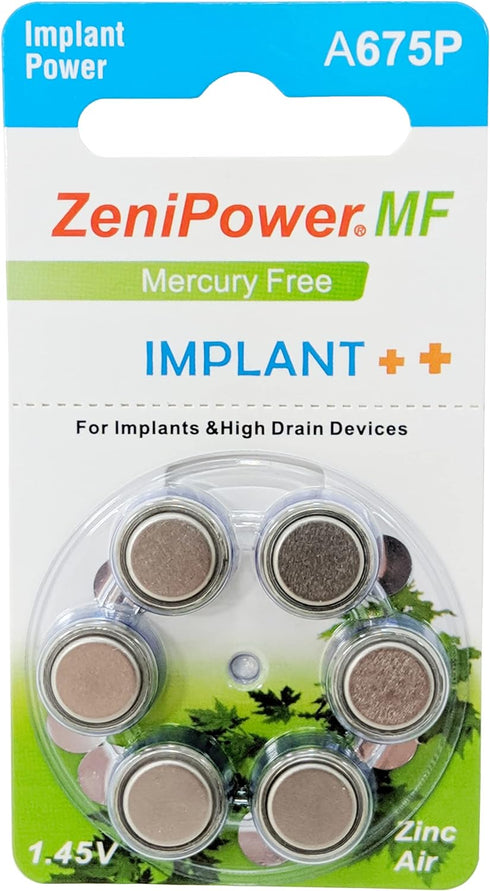 Cochlear Implant Batteries Size A675P Zero Mercury (60 Batteries)...