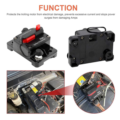 100 Amp Circuit Breaker with Manual Reset for Car Marine Trolling Motors Boat ATV Manual Power Protect for Audio System Fuse, 12V-48VDC, Waterproo...