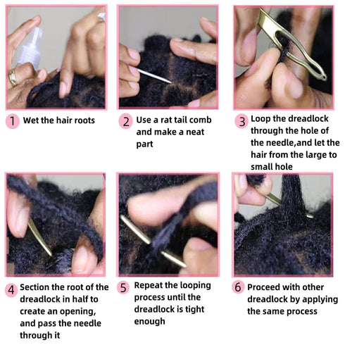 5Pcs Dreadlock Tool Sisterlock Retighten Tool Interlocking Tool for Locs, Easyloc Hair Tool Dreadlock Crochet Needle for Maintaining Your Dreadloc...