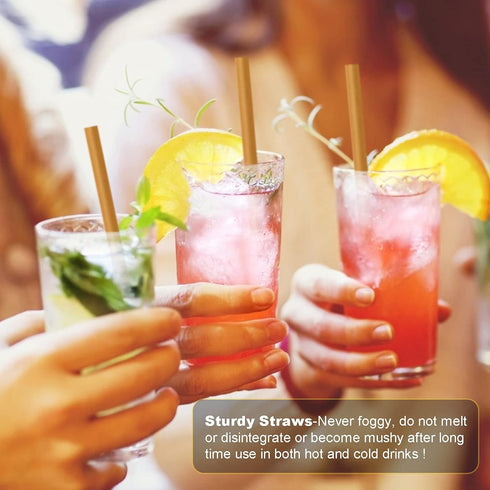100pcs Sugarcane Straws, 8 Inch Sturdy Biodegradable Plastic Free Eco-Friendly Compostable Smoothie Drinking Straws for Home Restaurant Beach Part...