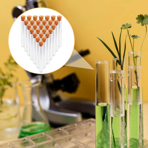28PCS Clear Plastic Test Tubes with Lids, 15x100mm (15ml) Plastic Vials with Seal Cap Container Transparent Test Tubes with Cork Stoppers for Samp...