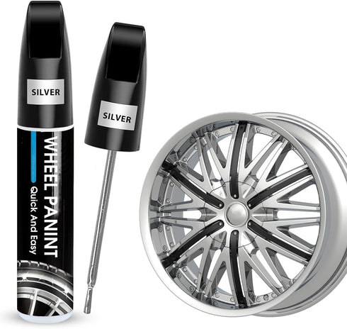 Silver Rim Touch Up Paint, Car Wheel Repair Kit Curb Rash, Quick And Easy Wheel Scratch Repair, Rim Paint For Car Wheel Repair, Universal Color Si...