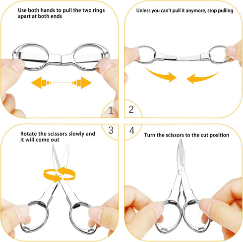 Folding Scissors,2 Pcs Keychain cissors, Safety Portable Travel Trip Scissors,Stainless Steel Telescopic Cutter Used for Home, Office, Fishing (Cr...