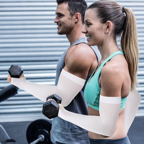 4 Pairs Uv Protection Sleeves for Men Women, White Sun Protection Cooling Arm Sleeves for Women, Uv Blocking Arm Sleeves Golf Sleeves for Summer O...